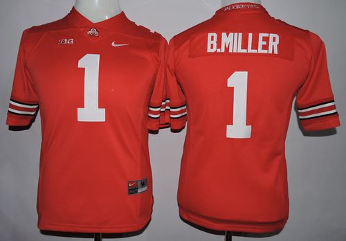Buckeyes #1 Braxton Miller Red Stitched Youth NCAA Jersey